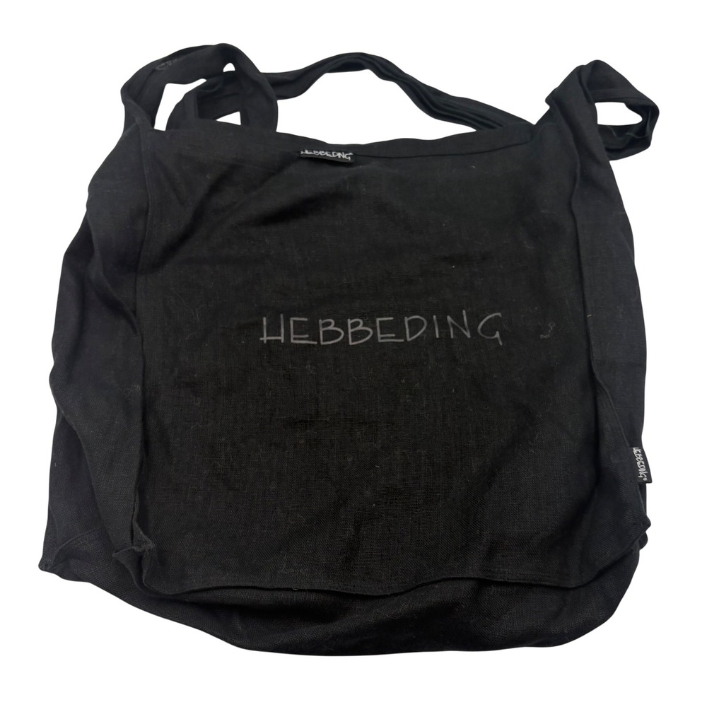 HEBBEDING Black Linen Blend Tote Bag Large Everyday Carryall‎ Sustainable